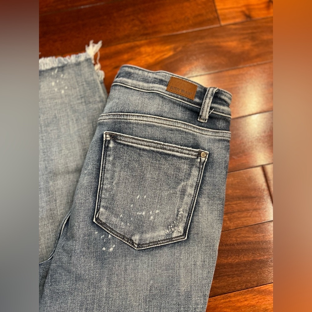 Judy Blue Distressed Skinny Jeans High Rise Stretch Frayed Hem-Women’s - Picture 11 of 11